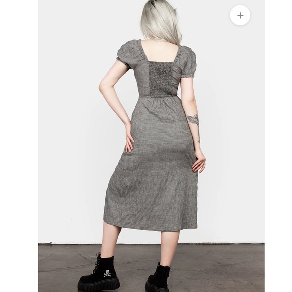 Disturbia Elvina Lace Up Gingham Puff Sleeve Sweetheart Neckline Midi Dress 10 - Picture 3 of 12